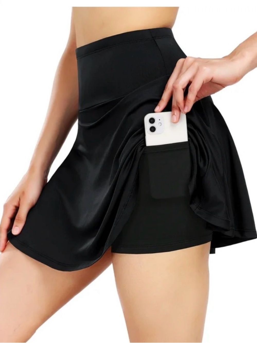 Women's Black Circle Skirt with Wide Waistband